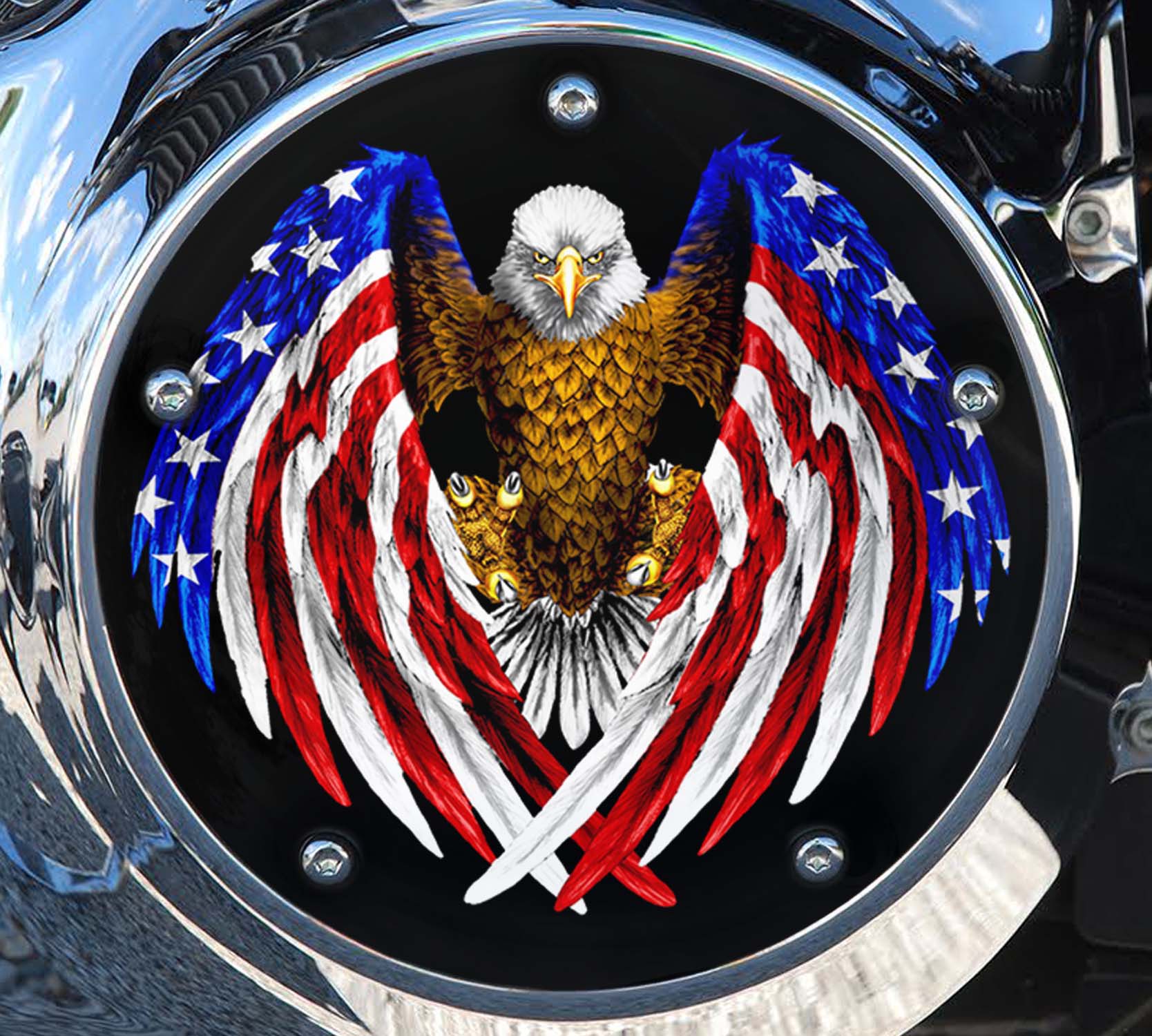 Custom Derby Cover Striking Eagle [Harley Davidson Derby Cover